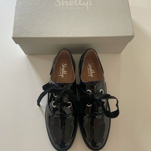 New Shellys London Black Patent Leather Oxfords